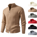 Herren Strickjacke mit hohem Kragen und innovativem Zipper R&B
