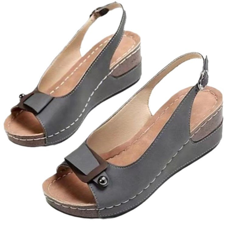 Damen Komfortable Slingback-Wedgesandalen mit dekorativem Riemen R&B