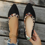 Damen elegante spitze Ballerinas mit Leopardenmuster R&B