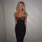 Damen Elegantes Maxikleid mit Spitzenoberteil und figurbetontem Schnitt R&B