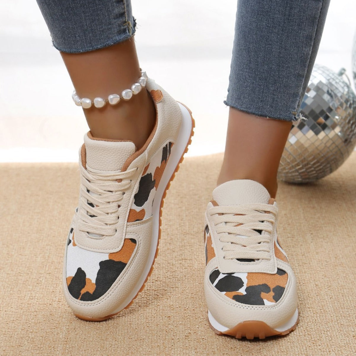 Damen modische Sneakers im angesagten Leomuster mit komfortabler Dämpfung EB