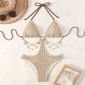 Damen Triangel-Bikini mit modischen Golddetails und verstellbaren Trägern R&B