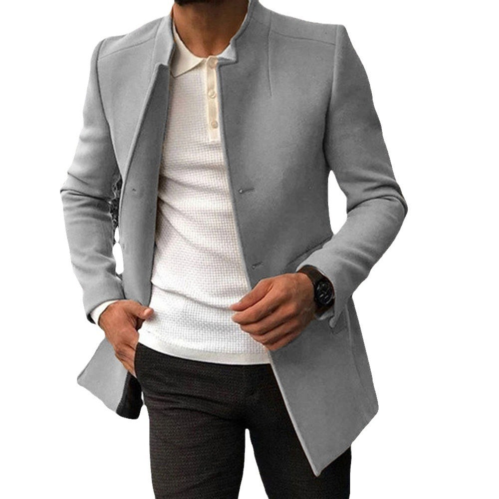 Herren modischer Mantel mit modernem Kragen und tailliertem Schnitt R&B