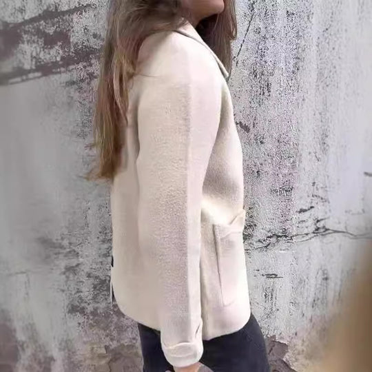 Damen modische Fleecejacke mit praktischen Taschen und elegantem Kragen R&B