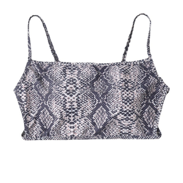 Damen Cropped Bikinioberteil mit Schlangenleder-Design R&B