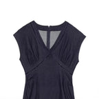 Damen Maxikleid mit elegantem V-Ausschnitt und feinem Drapé R&B