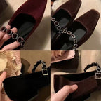 Damen Ballerinas mit elegantem Riemendesign und modischem Schmuck