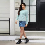 Damen luxuriöser Pullover mit weichem Strickmuster R&B