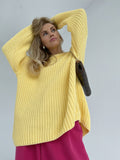 Damen lässiger Strickpullover mit strukturierter Mascheninterpretation und weitem Schnitt R&B