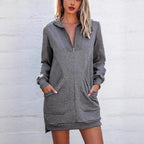 Damen Freizeitkleid mit hohem Kragen und seitlichen Eingrifftaschen R&B