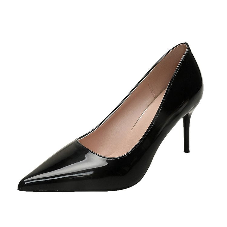 Damen Spitze High Heels mit glänzender Lackoberfläche R&B