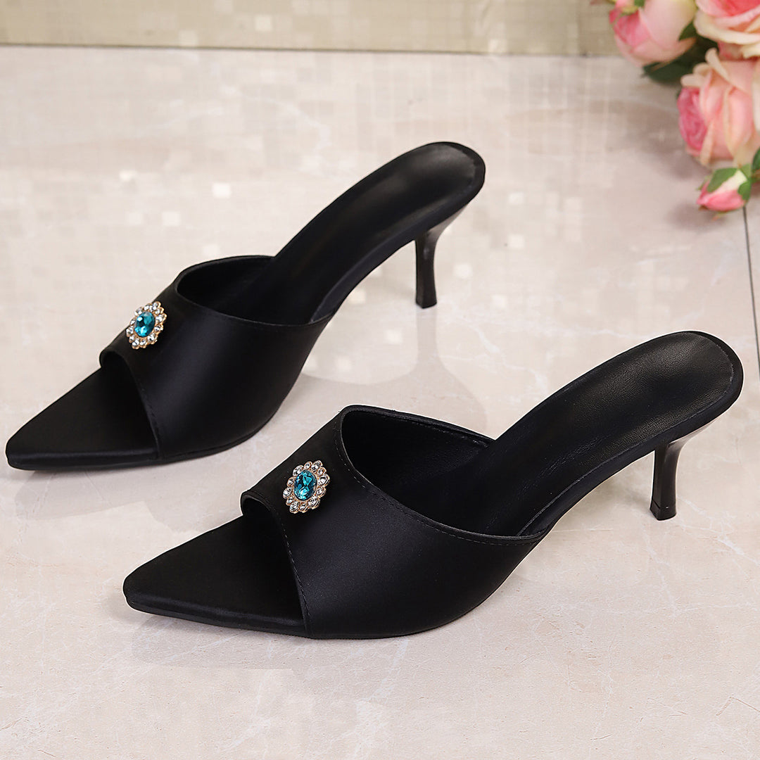 Damen eleganter mules mit feiner Applikation R&B