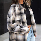 Damen Kariertes Oversized-Hemd im lässigen Stil R&B