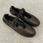 Damen bequeme Ballerinas mit elastischem Riemen und geschmeidiger Lederoberfläche R&B