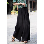 Damen weit geschnittene Leinenhose mit elastischem Bund und praktischen Taschen R&B