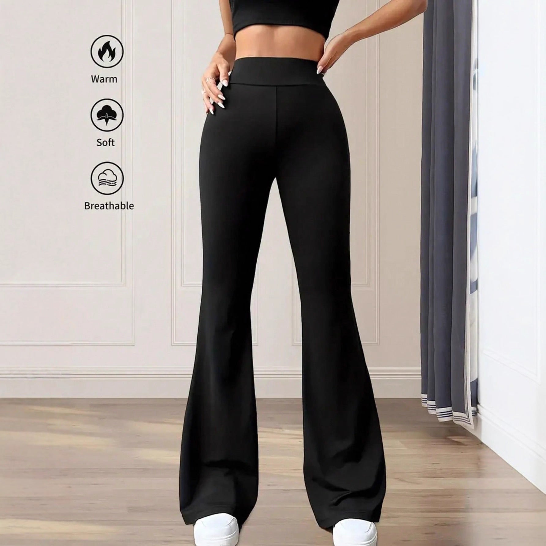 Damen elegante Bootcut-Hose mit hohem Bund und atmungsaktiver Funktion R&B