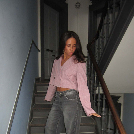 Damen modischer cropped Blazer mit elegantem Revers R&B
