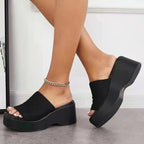 Damen Wedge-Pantoletten mit breitem Riemen und komfortabler Sohle R&B
