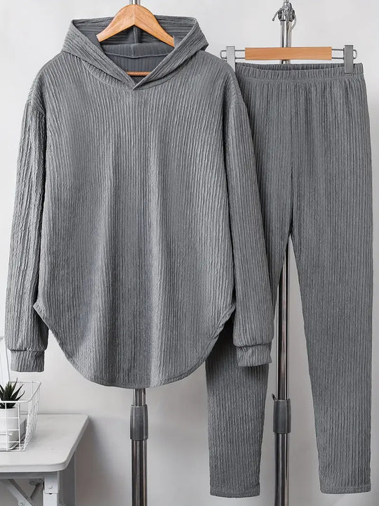 Damen lässiger Sweat-Pulli und -Hose Set mit strukturiertem Design R&B