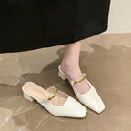 Damen elegante Slingback-Mules mit dekorativen Kettenakzenten
