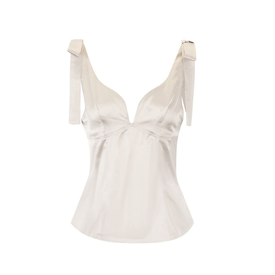 Damen elegantes Top mit verstellbaren Trägern und seidig-glänzendem Finish R&B