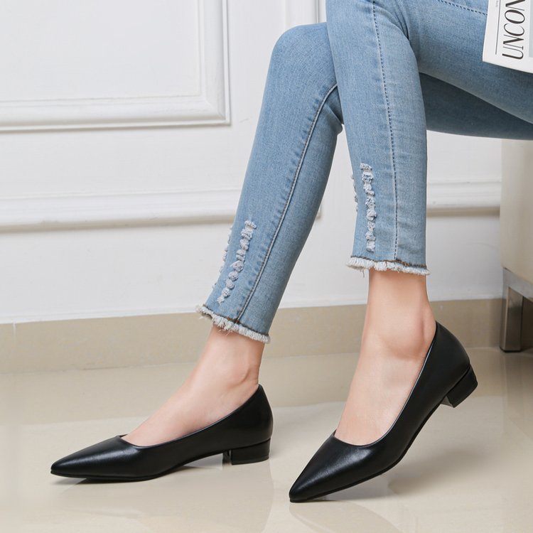 Damen elegante spitze Ballerinas mit bequemem Blockabsatz