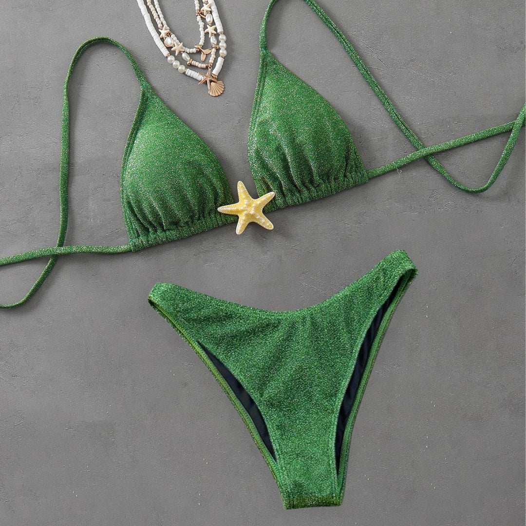 Damen Triangel-Bikini mit modischem Glitzer-Effekt R&B