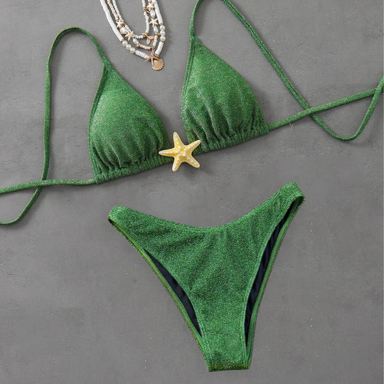 Damen Triangel-Bikini mit modischem Glitzer-Effekt R&B