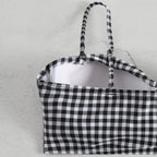 Damen Hochgeschnittener Karo-Bikini mit gepolstertem Oberteil