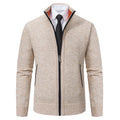 Herren elegante Strickjacke mit durchgehendem Reißverschluss und strukturiertem Design R&B