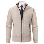 Herren elegante Strickjacke mit durchgehendem Reißverschluss und strukturiertem Design R&B