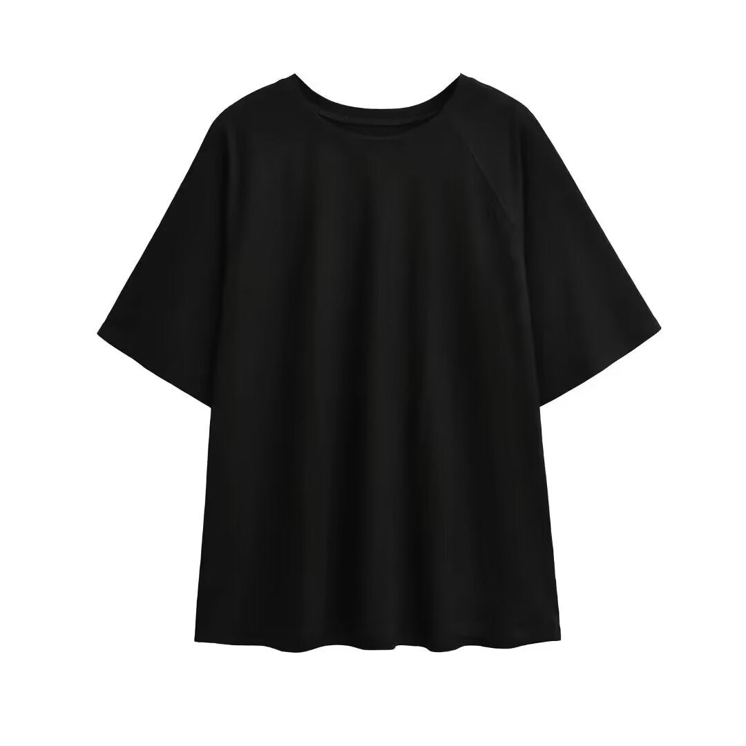Damen lässiges T-Shirt mit überschnittenen Ärmeln R&B