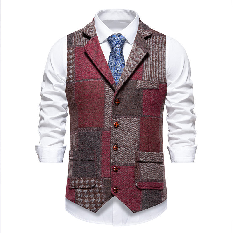 Herren Anzugweste im modernen Patchwork-Design mit praktischen Taschen R&B