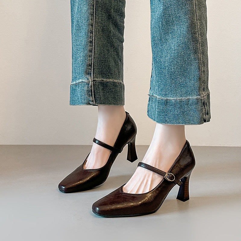 Damen elegante Mary Jane Pumps mit schickem Riemchen R&B