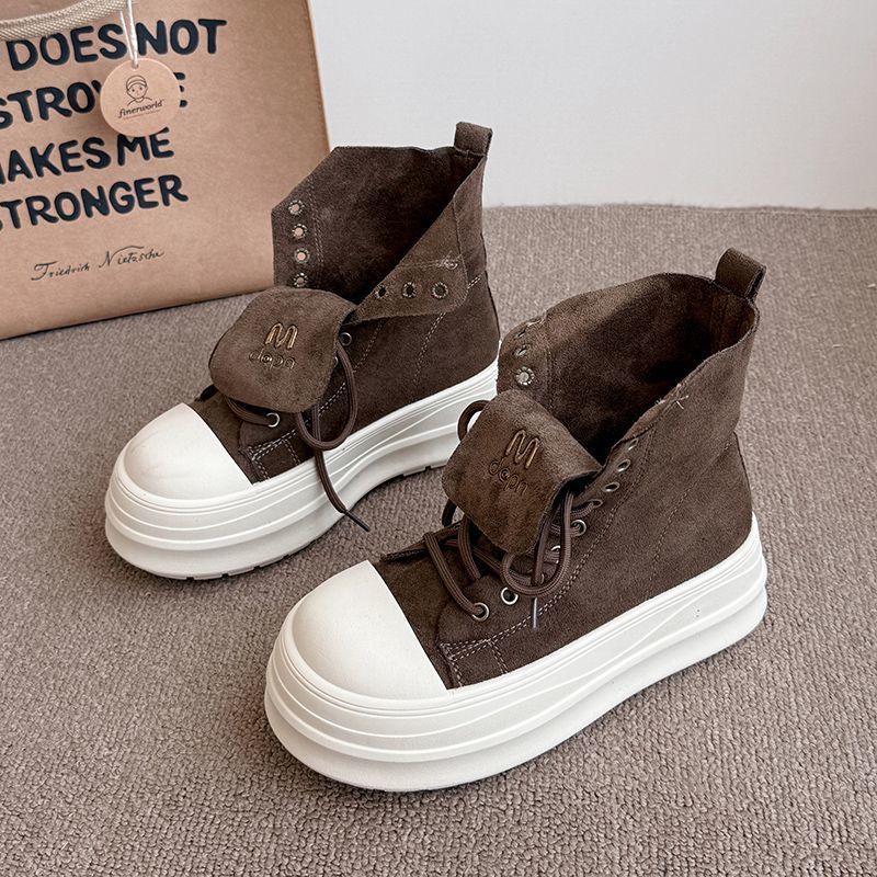 Damen Hochtop Sneakers mit plattformartiger Sohle und innovativer Schnürung R&B