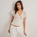 Damen Elegantes Spitzenoberteil mit V-Ausschnitt und weitem Schnitt R&B