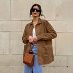 Damen Modische Wildlederjacke mit Druckknopfverschluss und praktischen Taschen R&B