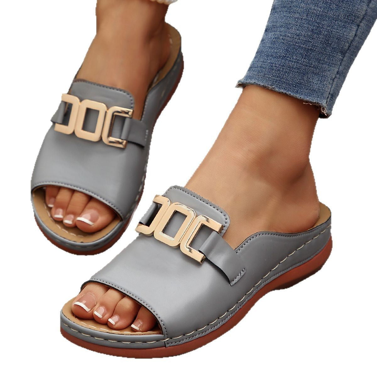 Damen modische Schlappen mit eleganter Schnalle R&B
