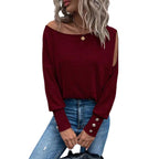 Damen Off-Shoulder Oberteil mit Knopfdetails R&B