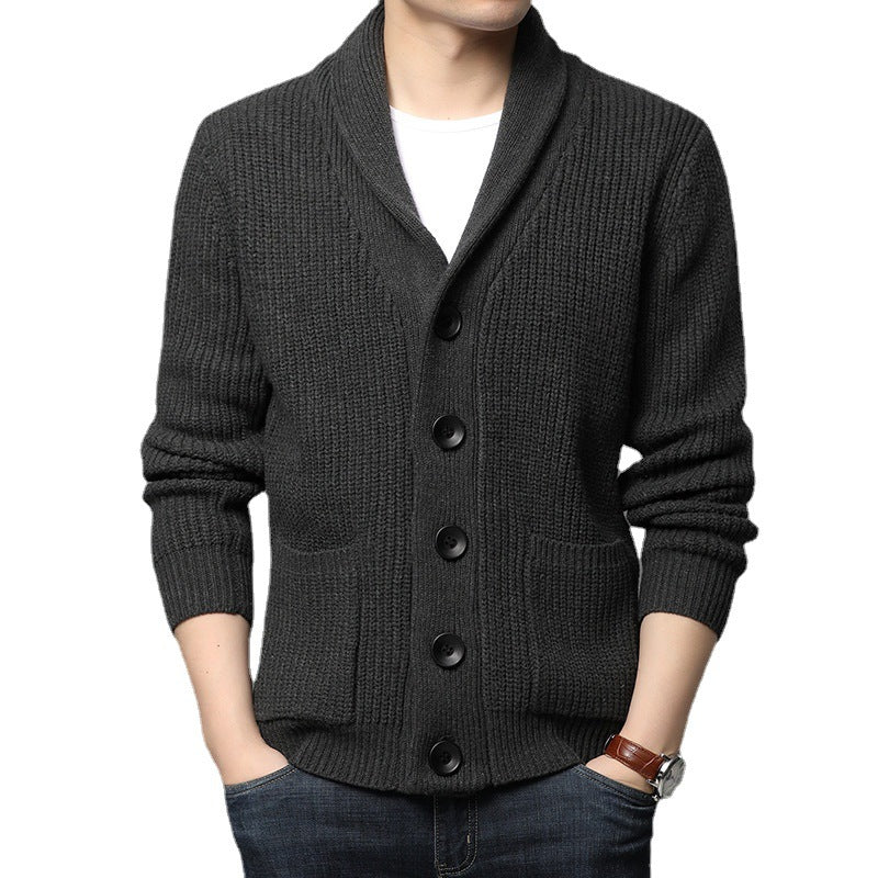 Herren Strickjacke mit Schalkragen und praktischen Taschen R&B