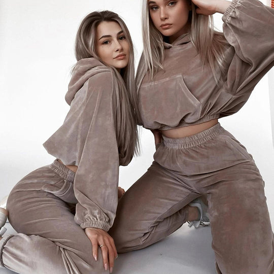 Damen Stilvolles Velours-Lounge-Set R&B