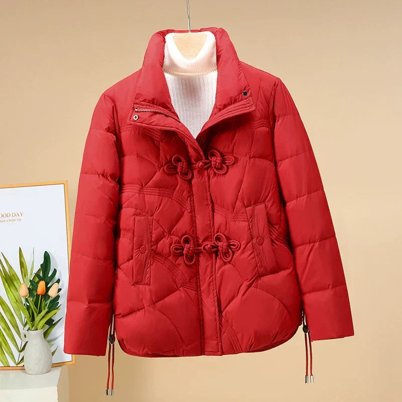 R&B | Puffer-Jacke - Kurzes Modell - Geometrisch Gequiltet - Froschknöpfe - Verstellbarer Saum