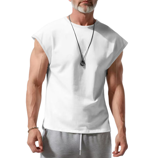 Herren schickes ärmelloses T-Shirt aus atmungsaktivem Baumwollmix R&B