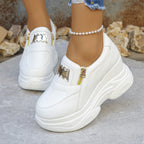 Damen Sportliche Plateau-Sneaker mit glänzendem Reißverschluss und verstärkter Sohle R&B