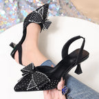 Damen Slingback-Pumps mit schimmernden Strassverzierungen und eleganter Schleifenoptik R&B
