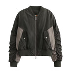 Damen modische Bomberjacke mit strukturiertem Design und praktischen Taschen R&B