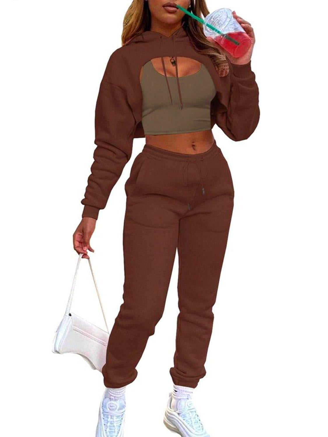 Damen Sportliches Zweiteiliges Set mit kreativem Cut-Out