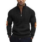 Herren Strickpullover mit modernem Reißverschluss und eleganten Ellbogenpatches R&B