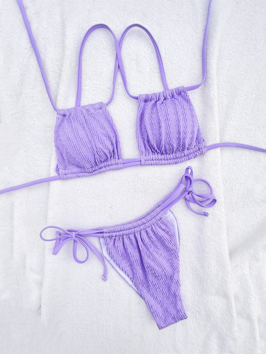 Damen Triangel-Bikini mit Rippstruktur und verstellbaren Trägern R&B