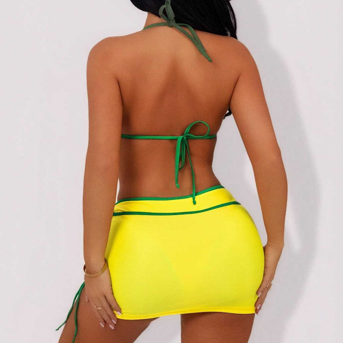Damen Zweiteiliges Badekleid mit Schnitt und Rüschendetails R&B